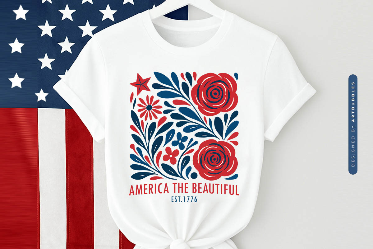 America The Beautiful Est 1776 - 4th of July Sublimation Tshirt Mockup Image.jpg
