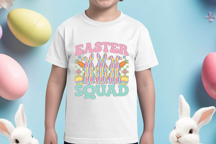 Retro Brushstroke Bunny Easter Squad PNG Shirt Mockup Image.jpg