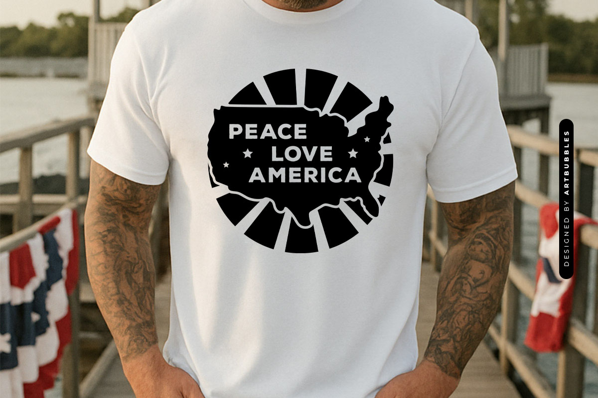 Peace Love America - Fourth of July SVG T-shirt Mockup Image.jpg