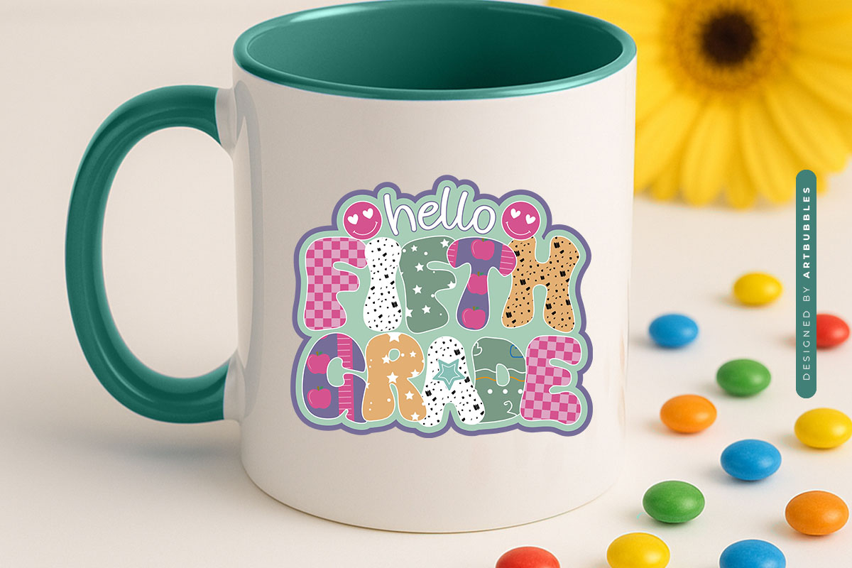Hello Fifth Grade - Funny Retro Back to School Sublimation Mug Mockup Image.jpg
