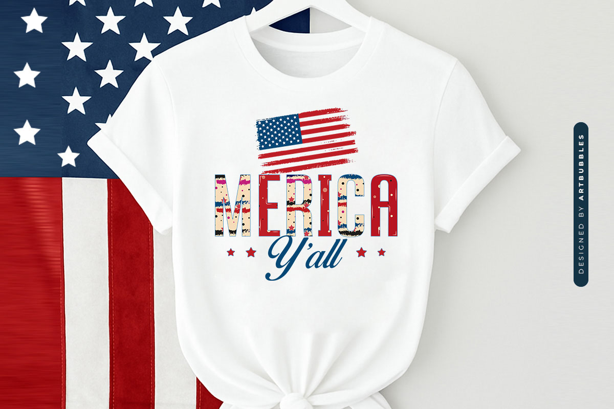 Merica Y'all - 4th of July PNG Sublimation Tshirt Mockup Image.jpg