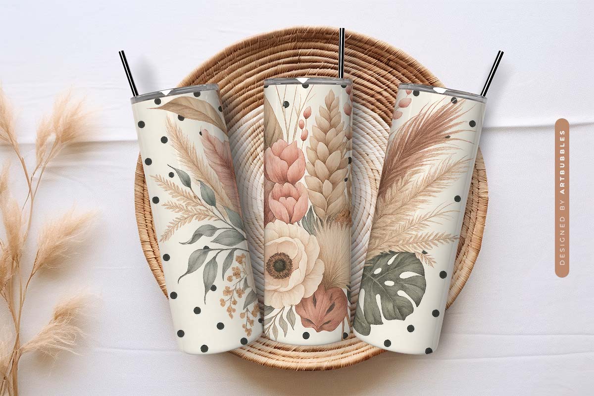 Boho Flower 20oz Skinny Tumbler Sublimation Image 3.jpg