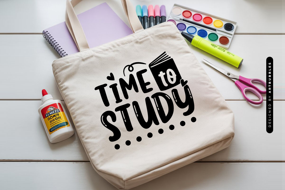Time to Study - Back To School SVG File Tote Mockup Image.jpg