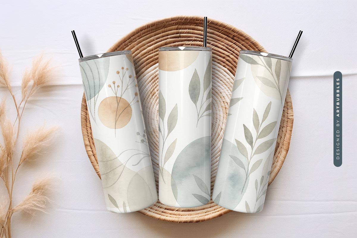 Abstract Boho Leaves Tumbler Wrap Sublimation Image 3.jpg