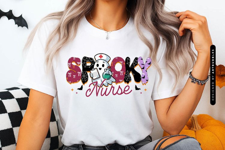 Spooky Nurse - Halloween Sublimation Print Shirt Mockup Image.jpg