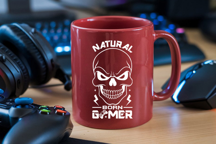 Natural Born Gamer - Funny Skull Gaming SVG Mug Mockup image.jpg