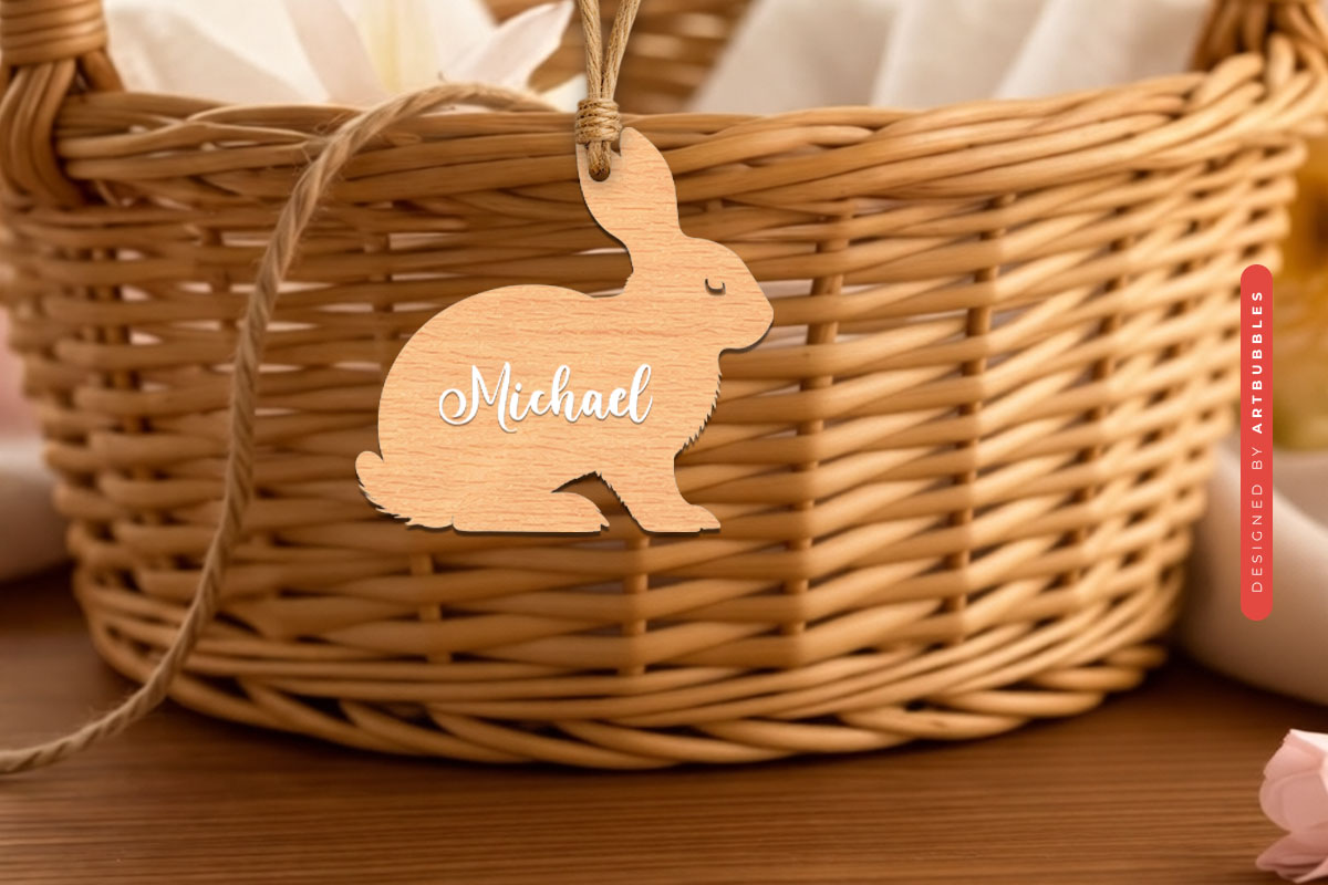Laser Cut Bunny Easter Basket Tag SVG Image.jpg