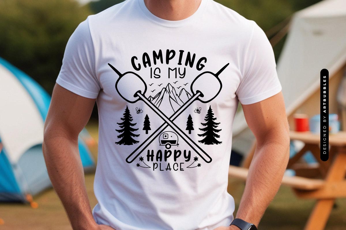 Camping is My Happy Place Vector SVG Shirt Mockup Image.jpg