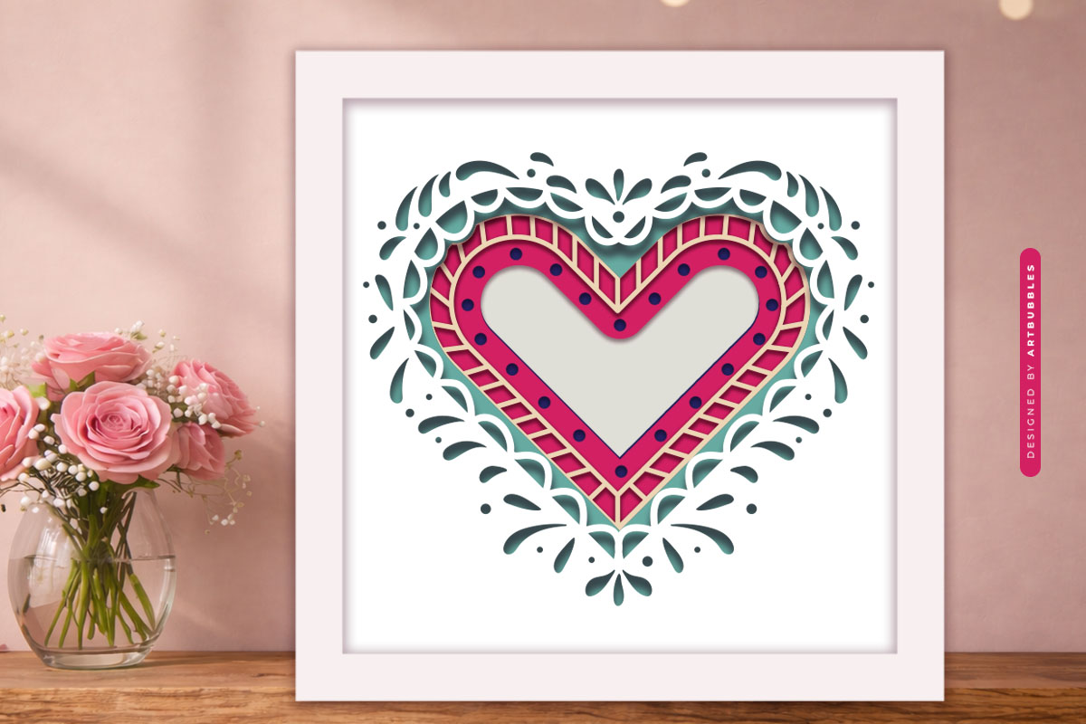 Layered Heart Valentine's Day Shadow Box SVG