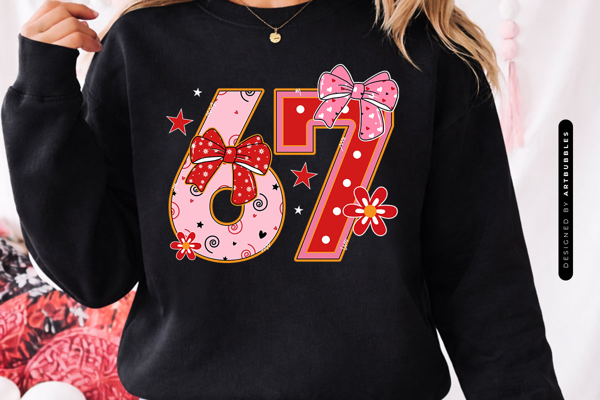 Preppy 67 Coquette Valentine PNG Sublimation Sweatshirt Mockup Image.jpg