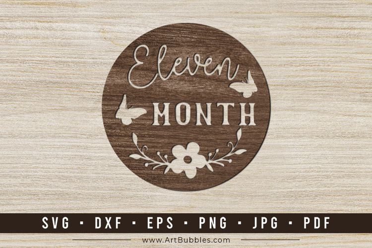 Eleven Month Baby Milestone Cards SVG Paper Cut