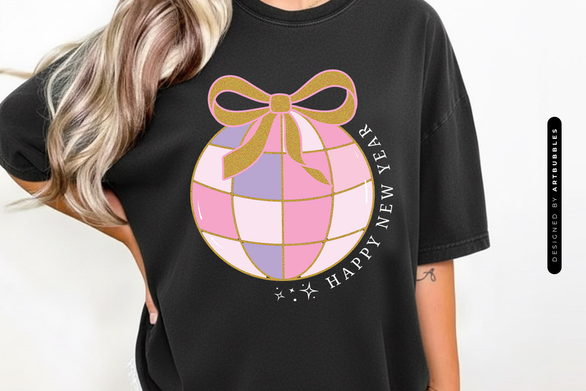 Gold Glitter Coquette Happy New Year Sublimation Shirt Mockup Image.jpg