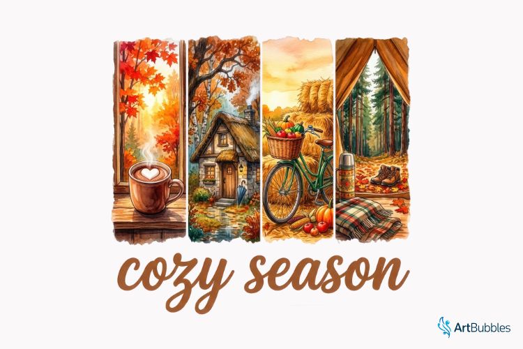Cozy Season - Brushstroke Fall PNG Sublimation