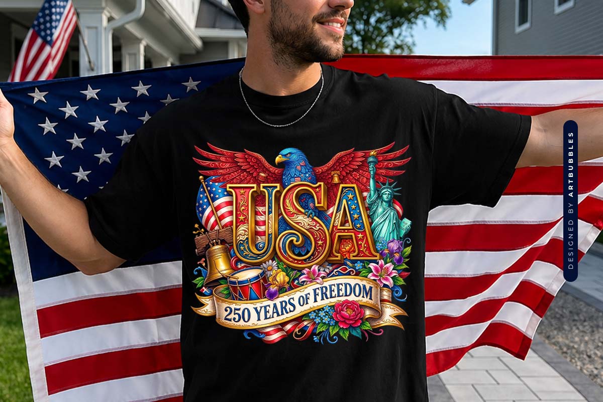 USA 250 Years of Freedom Sublimation PNG Shirt Mockup Image.jpg