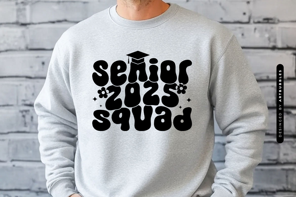 Senior 2025 Squad - Retro Graduation SVG Tshirt Mockup Image.jpg