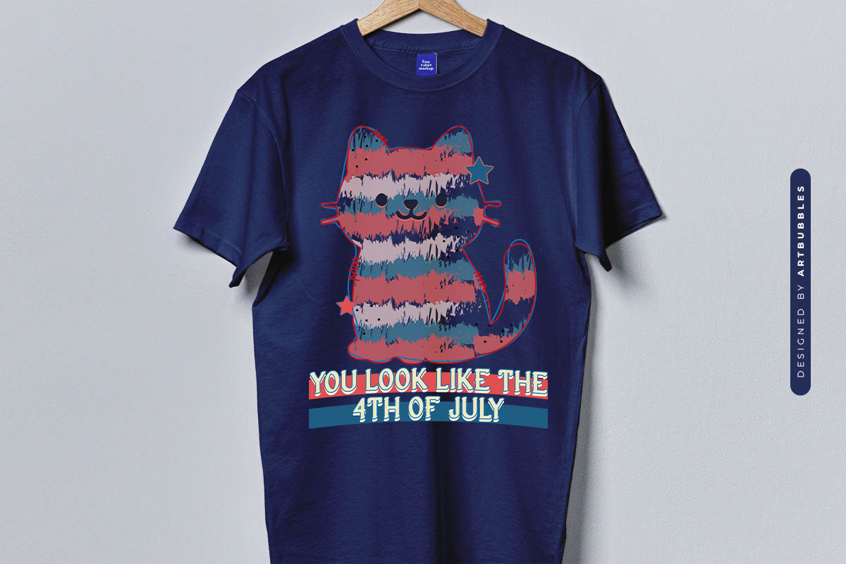 You Look Like The 4th of July Cat Sublimation T-shirt Mockup Image.jpg