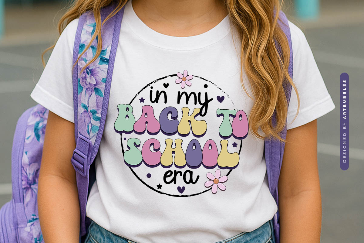 In My Back to School Era Retro Sublimation Design Shirt Mockup Image.jpg