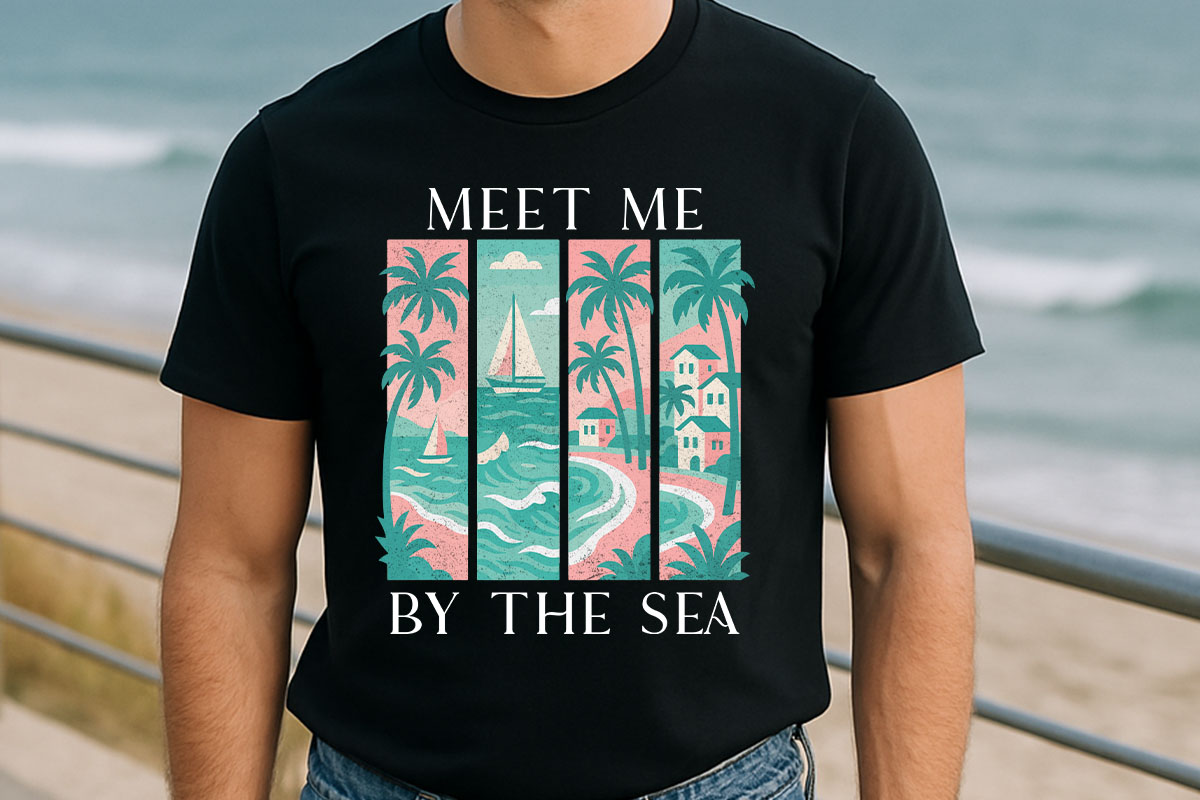 Meet Me By The Sea - Summer Sublimation PNG T-Shirt Mockup Image.jpg