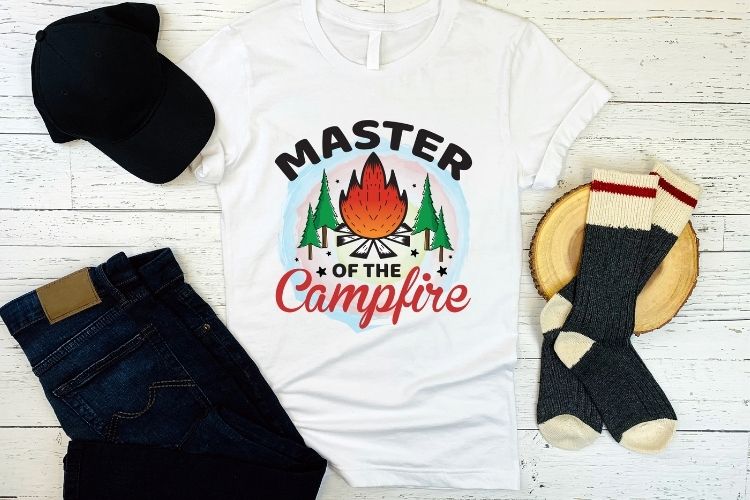 Master of the Campfire - Camping Sublimation PNG Shirt Mockup Image.jpg