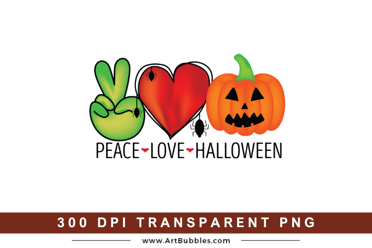 Peace Love Halloween PNG Sublimation Design