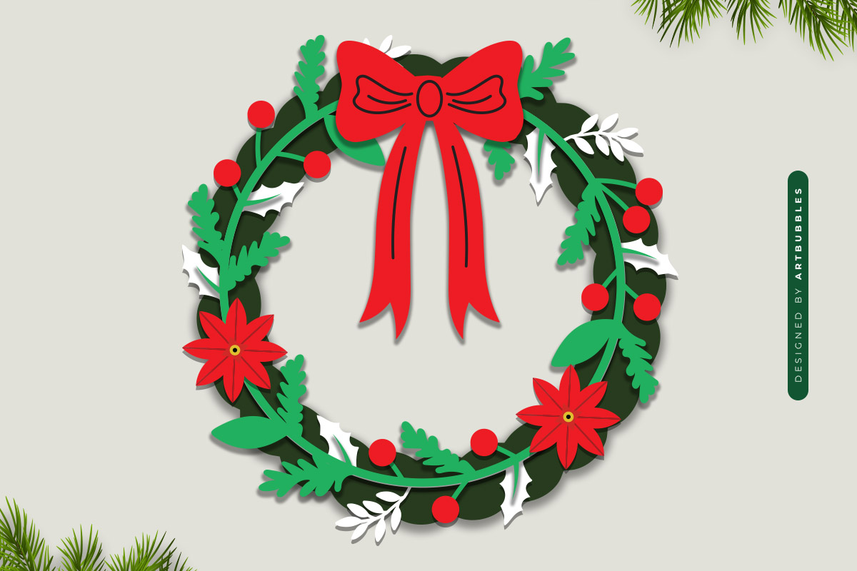 Christmas Layered Wreath Wall Hanger SVG File Image 2.jpg