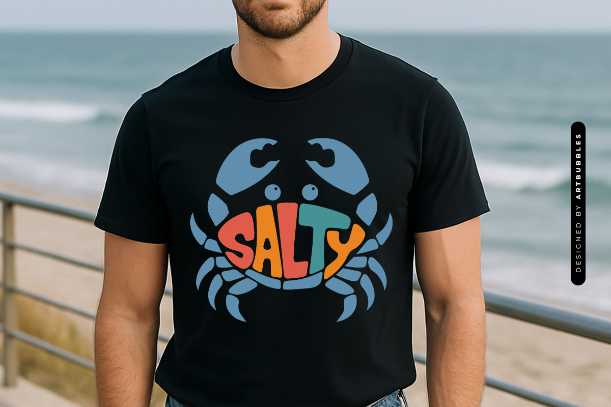Salty - Funny Summer Crab SVG Tshirt Mockup Image.jpg