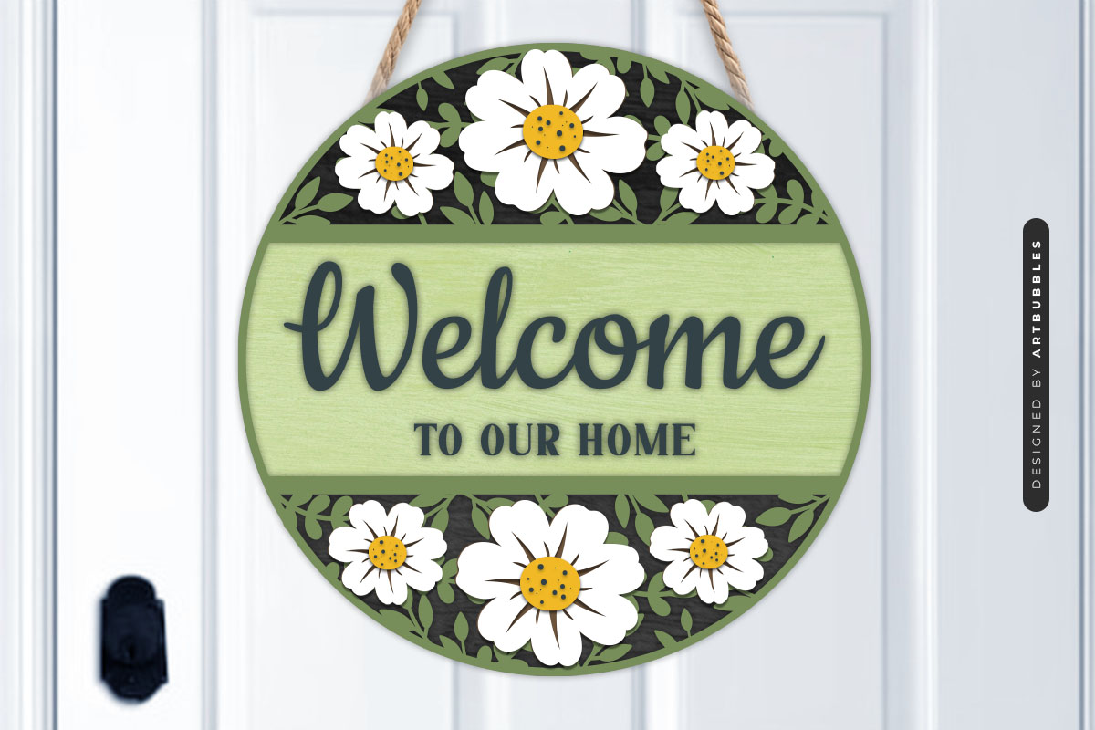 Welcome To Our Home Floral Door Hanger SVG Image 2.jpg