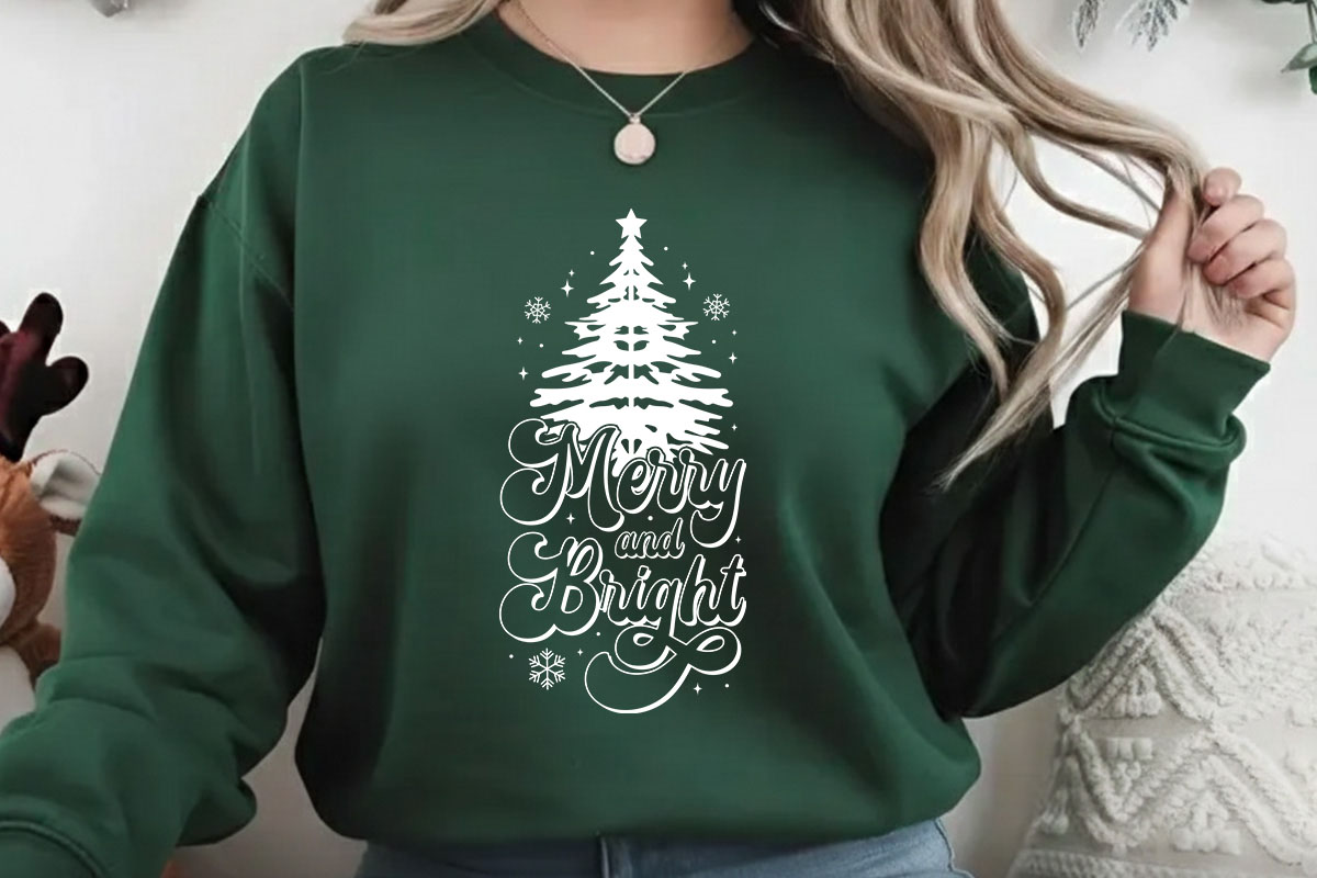 Merry and Bright - Vintage Christmas SVG Sweatshirt Mockup image.jpg