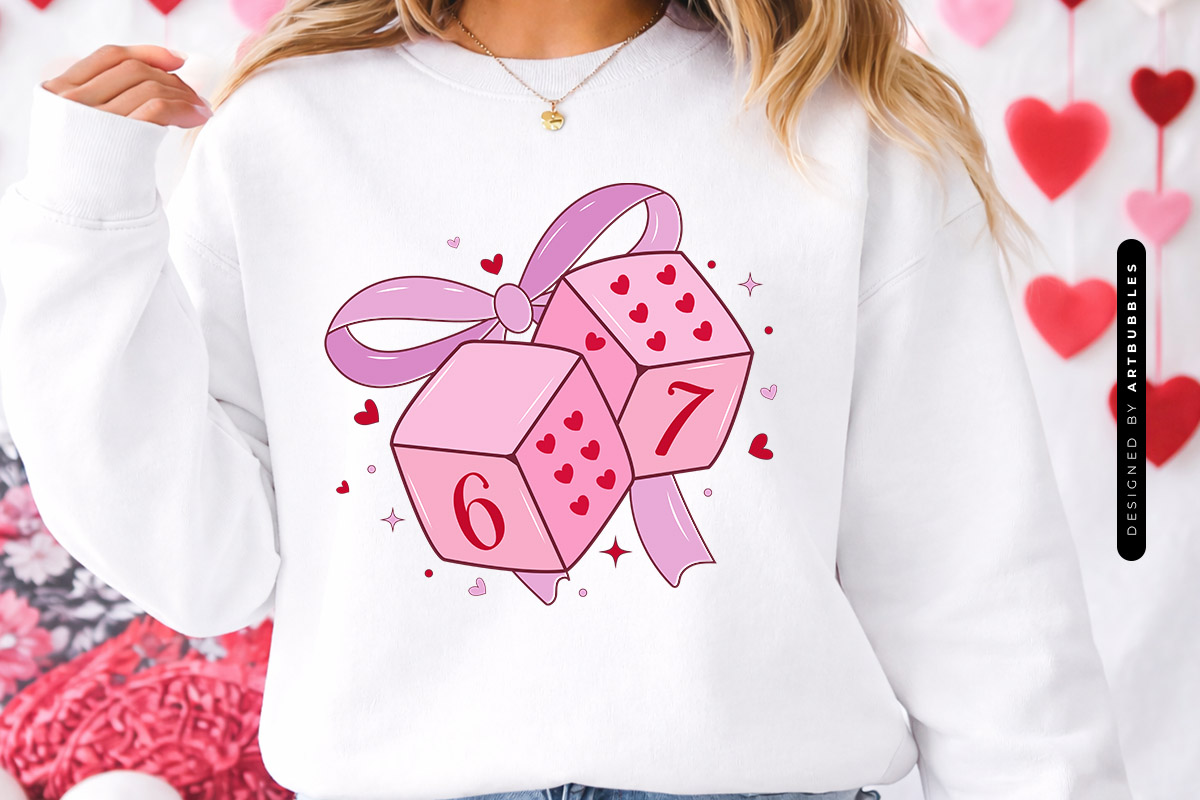 Pink Coquette Valentine 67 Dice Sublimation