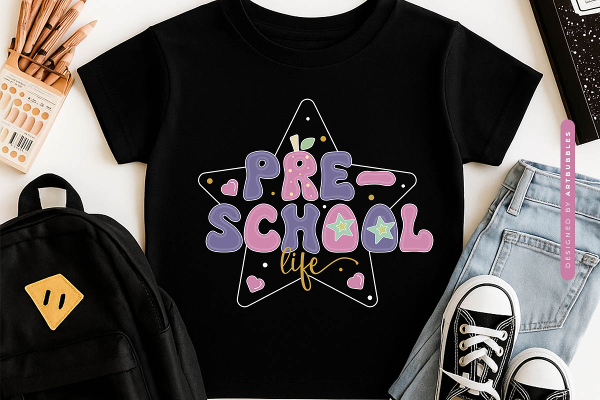Preschool Life - Retro Back to School Sublimation Tshirt Mockup Image.jpg
