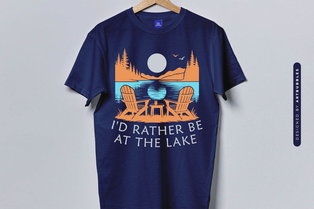 I'd Rather Be at the Lake SVG Design Blue Shirt Mockup Image.jpg