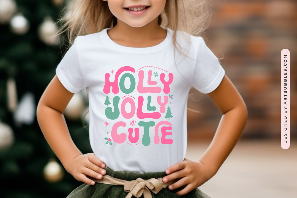 Holly Jolly Cutie - Kids Christmas SVG Shirt Mockup image.jpg