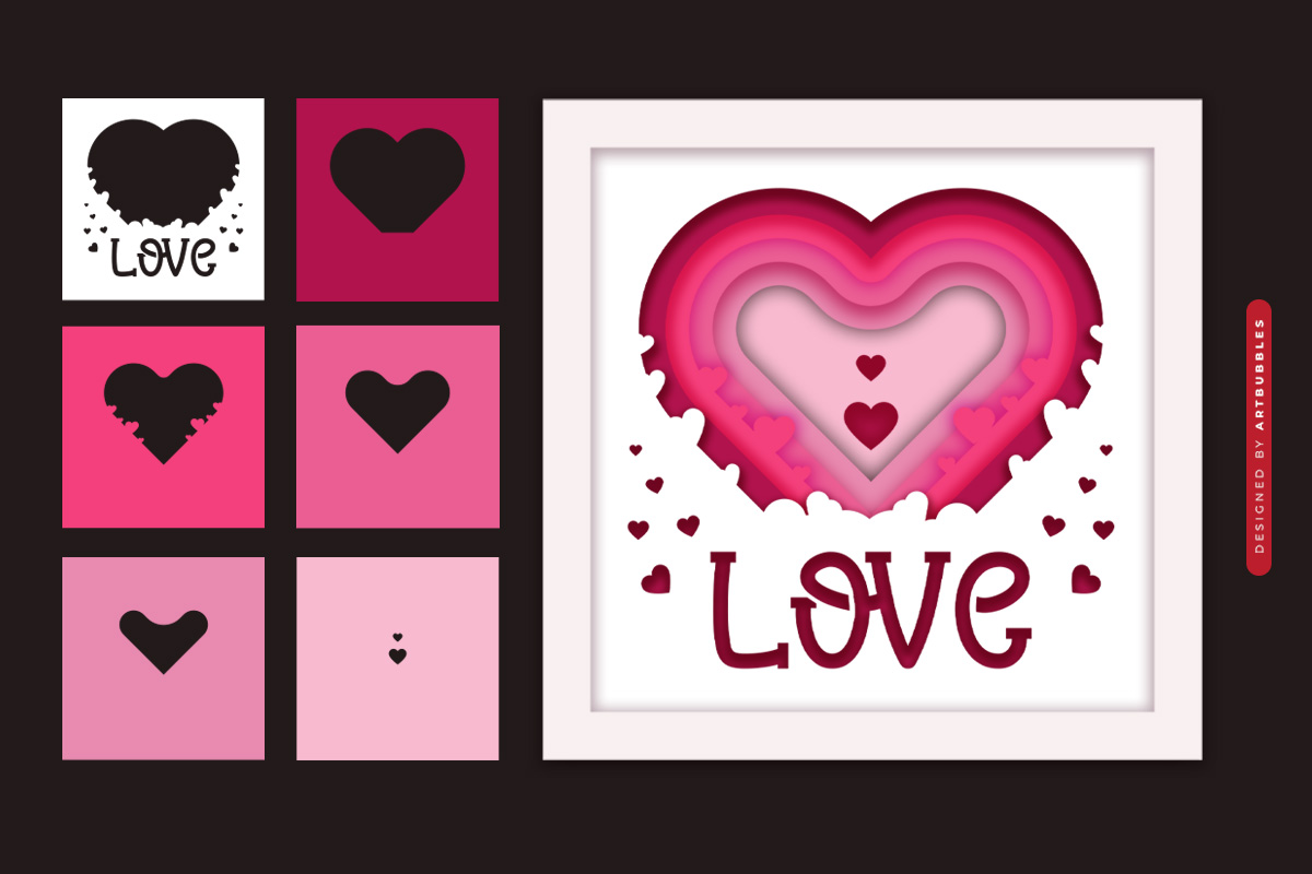 3D Love Heart Shadow Box SVG File Image 2.jpg