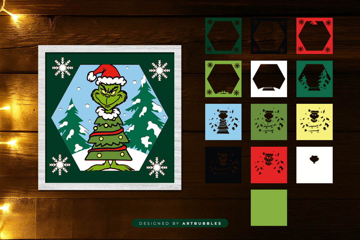 Funny Grinch Christmas Layered Shadow Box SVG Image 2.jpg
