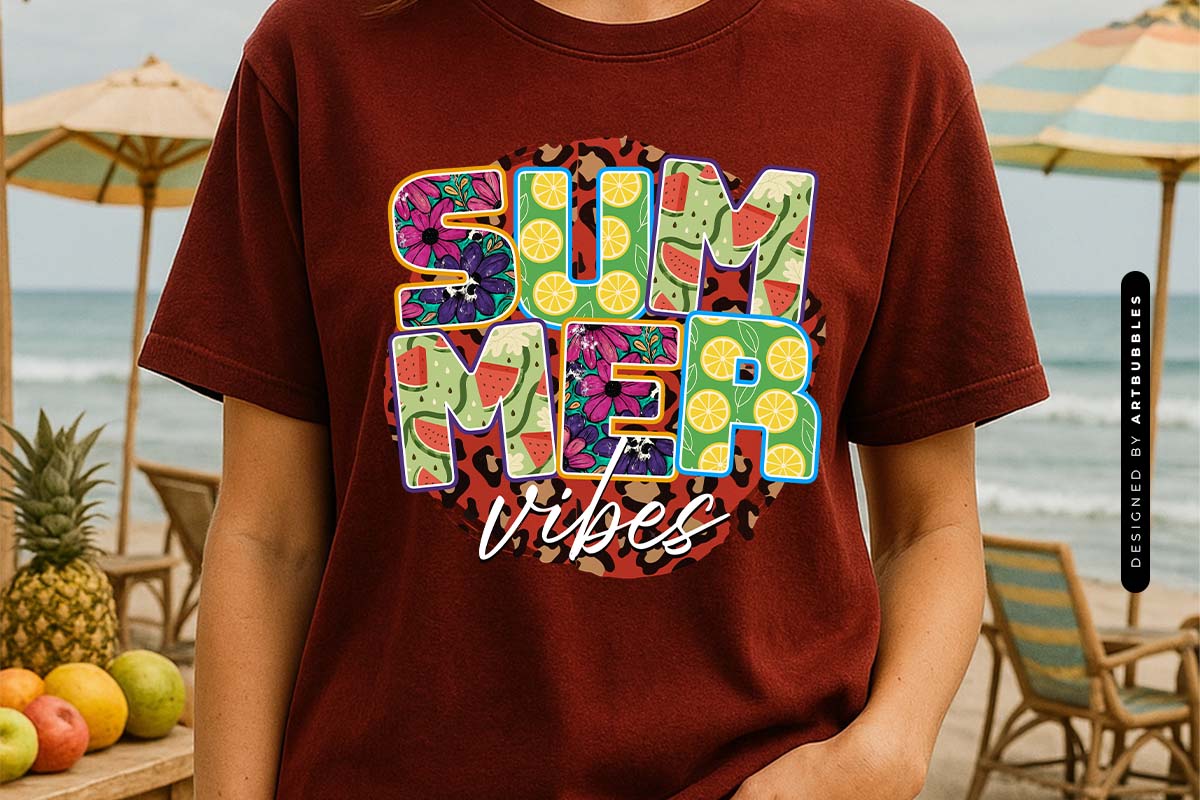 Summer Vibes Sublimation Design PNG T-shirt Mockup Image.jpg