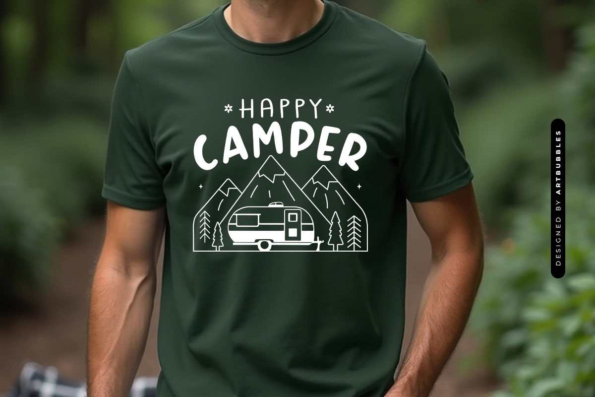 Happy Camper - Camping Van SVG Design T-shirt Mockup Image.jpg