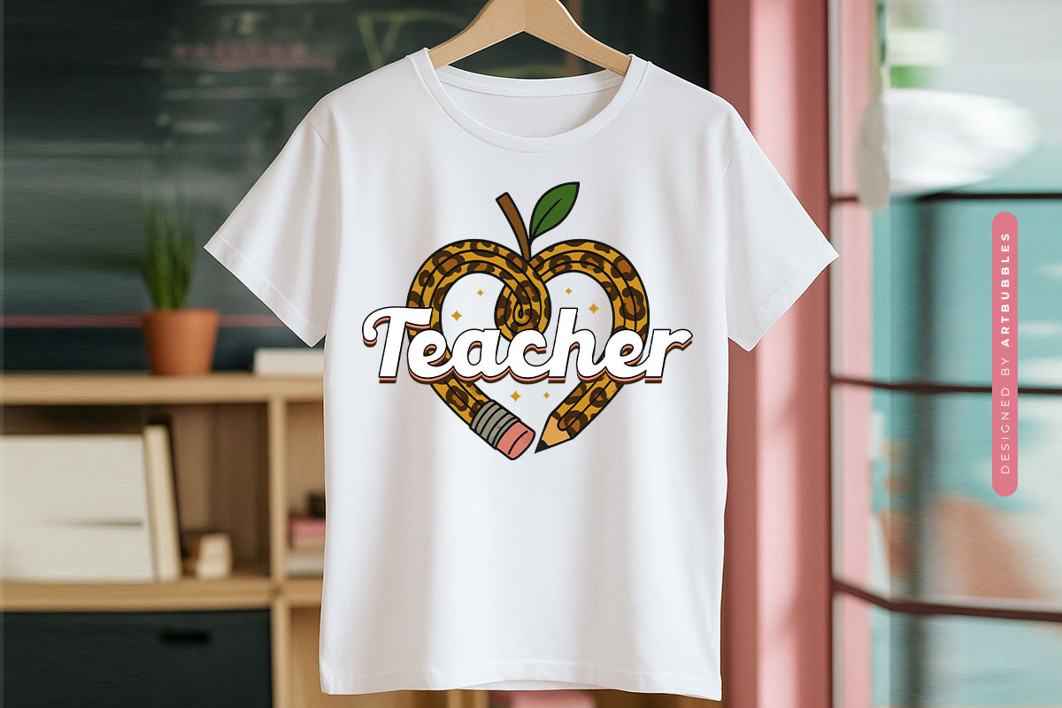 Retro Teacher Sublimation Transfer T-shirt Mockup Image.jpg