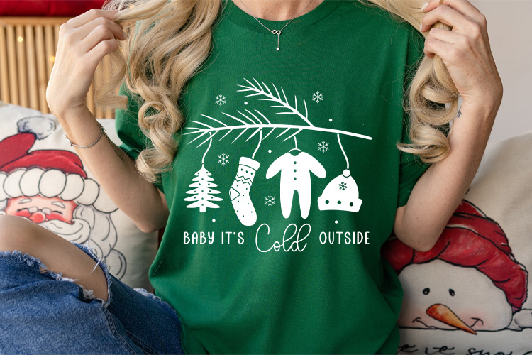 Baby It's Cold Outside - Boho Christmas SVG Tshirt Mockup Image.jpg