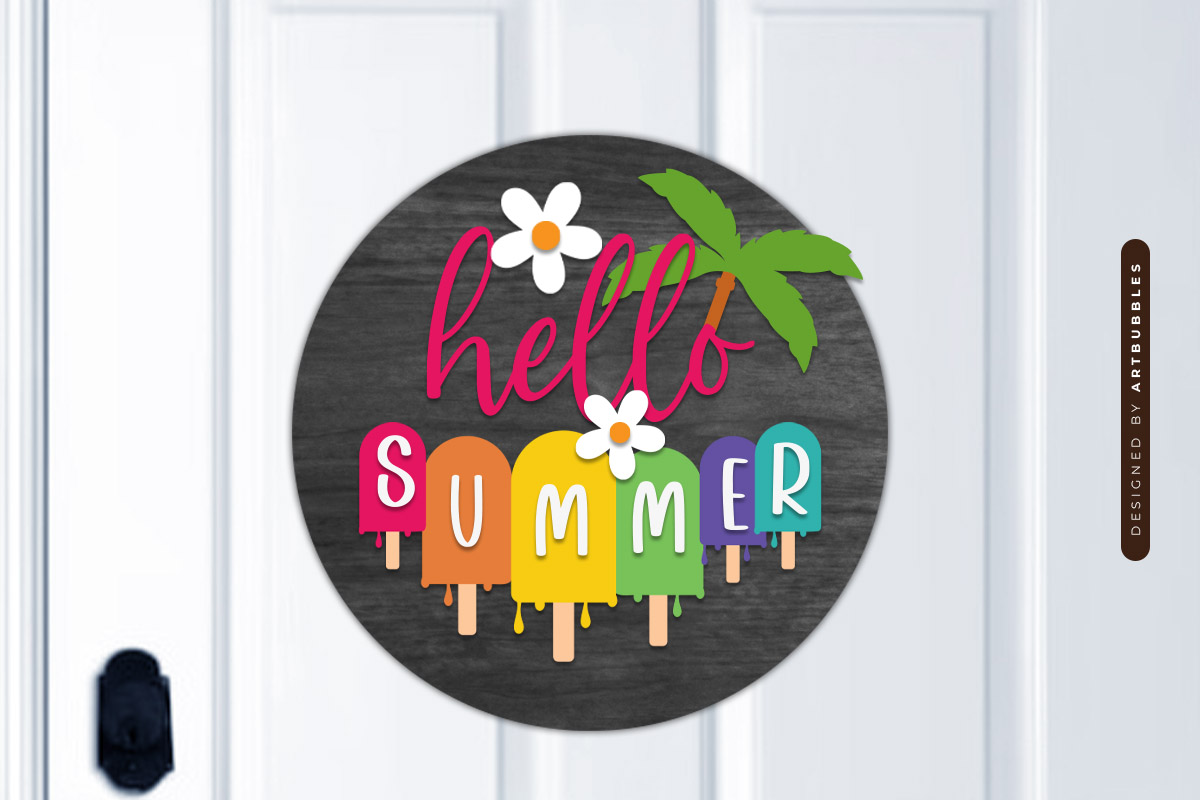 Hello Summer SVG Round Sign Laser Cut Image 2.jpg