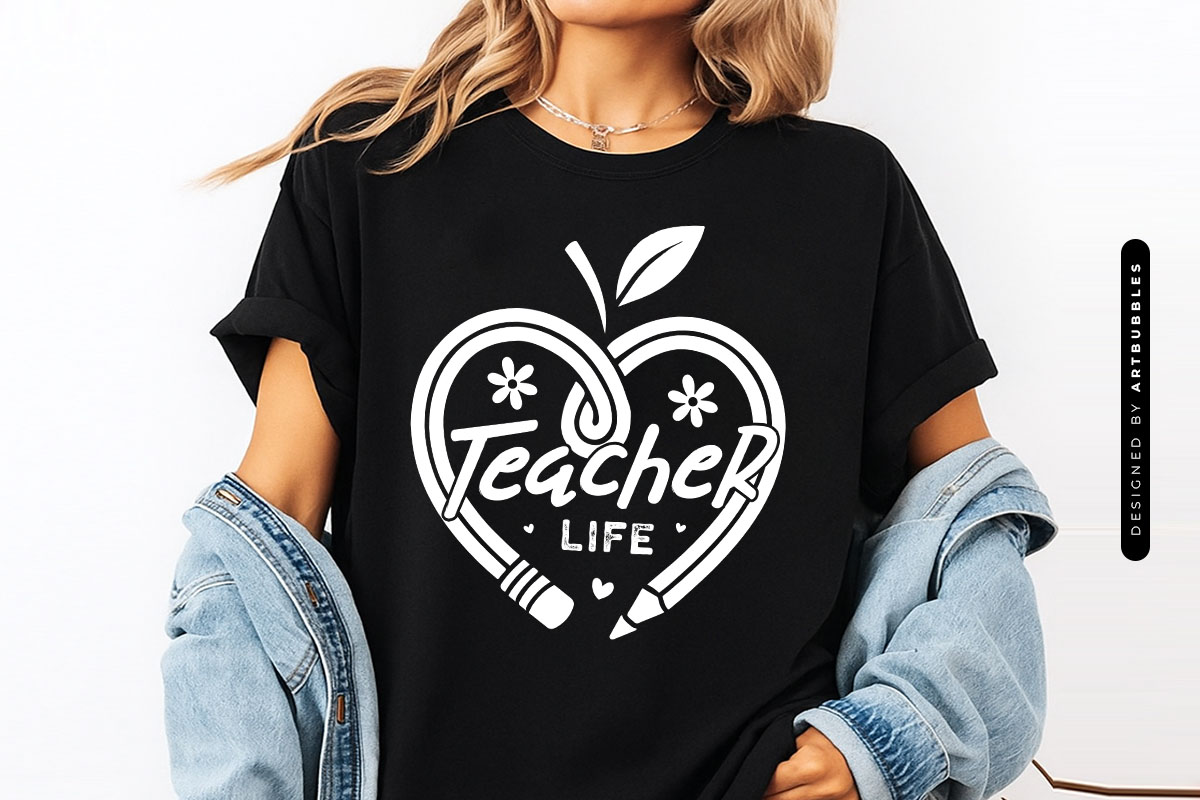 Floral Teacher Life SVG Cut File T-shirt Mockup Image.jpg