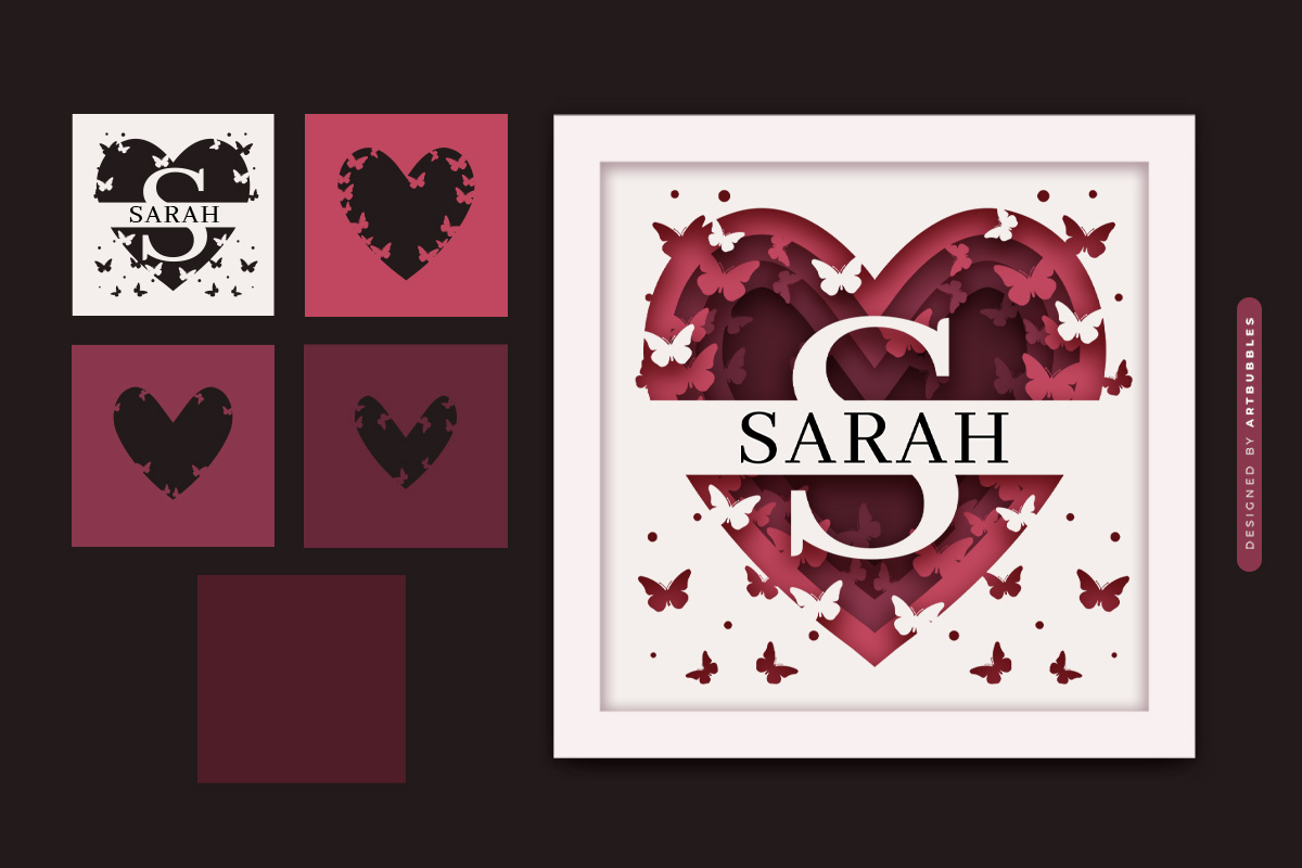 Customizable Name 3D Heart Valentine Shadow Box SVG Image 2.jpg