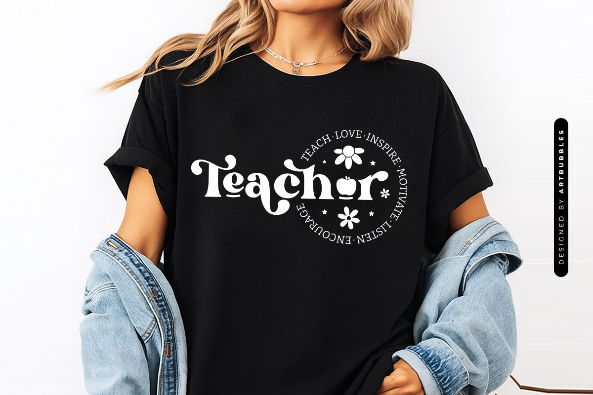 Floral Teacher Teach Love Inspire Motivative SVG Shirt Mockup Image.jpg