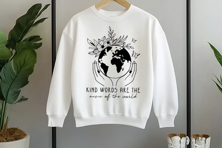 Kind Words are the Music of the World - Wildflower SVG Tshirt Mockup Image.jpg
