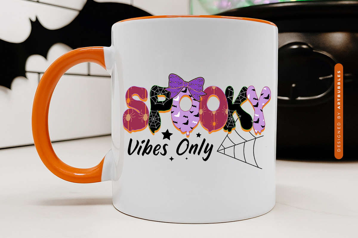 Spooky Vibes Only - Retro Halloween Sublimation Mug Mockup Image.jpg