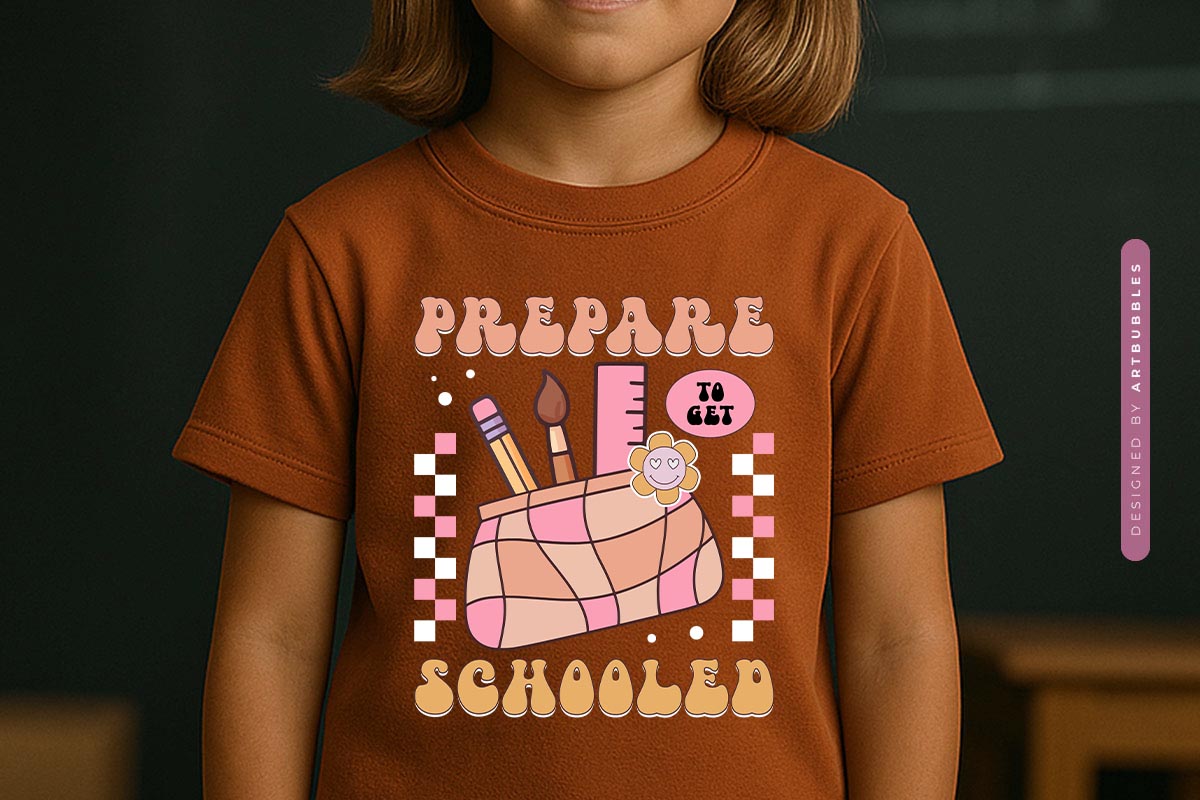 Prepare to Get Schooled - Cute Retro Back to School PNG T-shirt Mockup Image.jpg