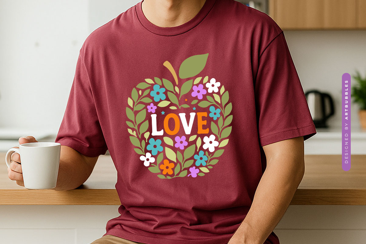 Love - Floral Teacher Apple SVG File T-shirt Mockup Image.jpg