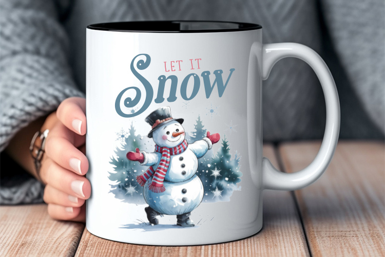 Let It Snow - Cozy Winter PNG Sublimation Mug Mockup Image.jpg