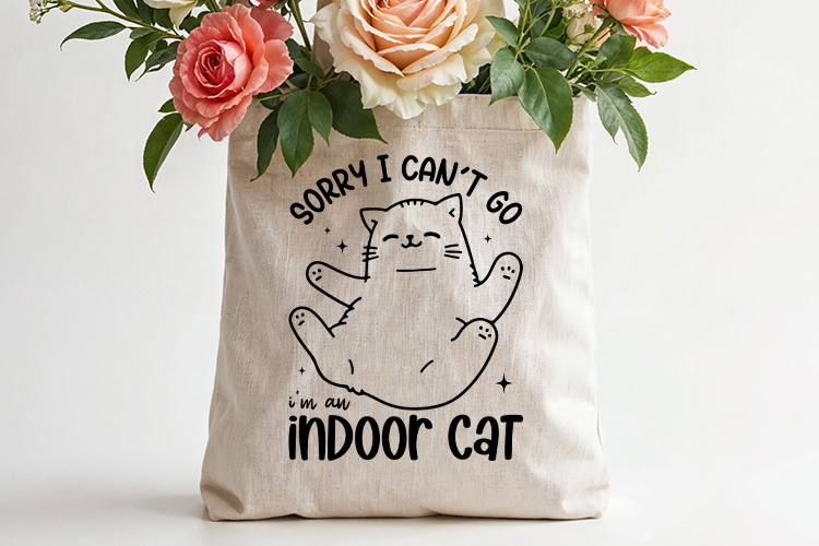 Sorry I Can't Go I'm an Indoor Cat - Funny Animal SVG Tote Bag Mockup Image.jpg