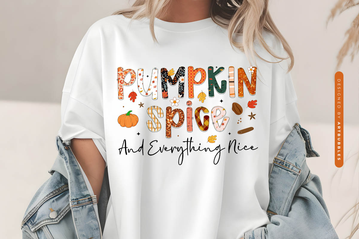 Pumpkin Spice - Preppy Fall Quote Sublimation Tshirt Mockup Image.jpg