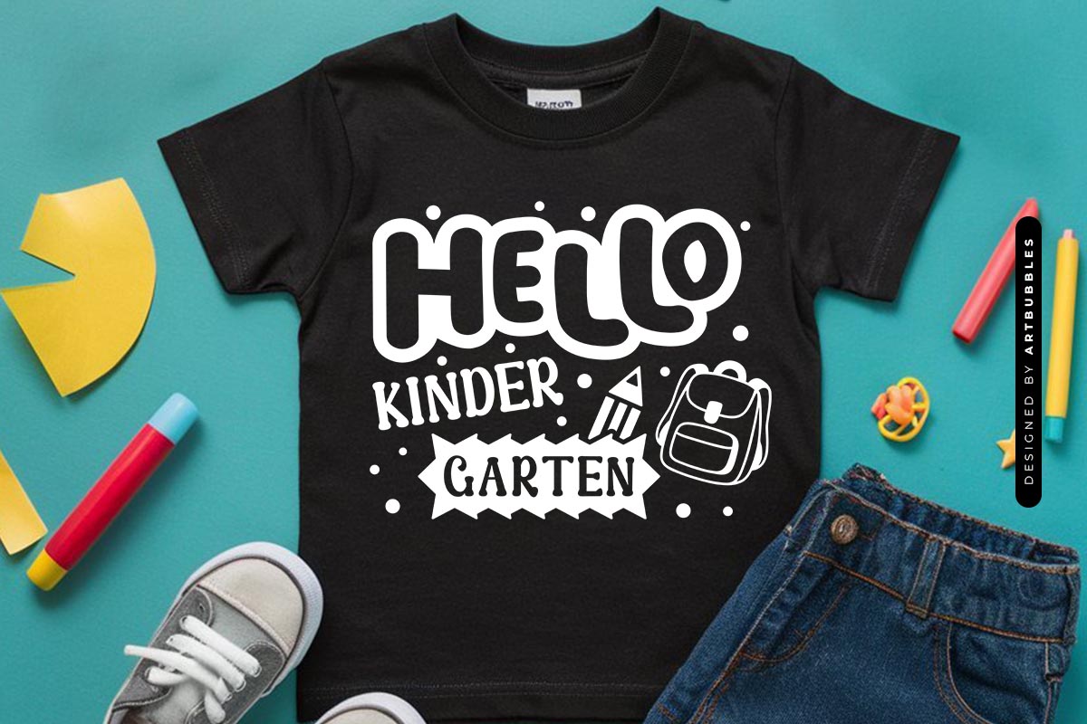 Hello Kindergarten - Retro Back to School SVG Shirt Mockup Image.jpg